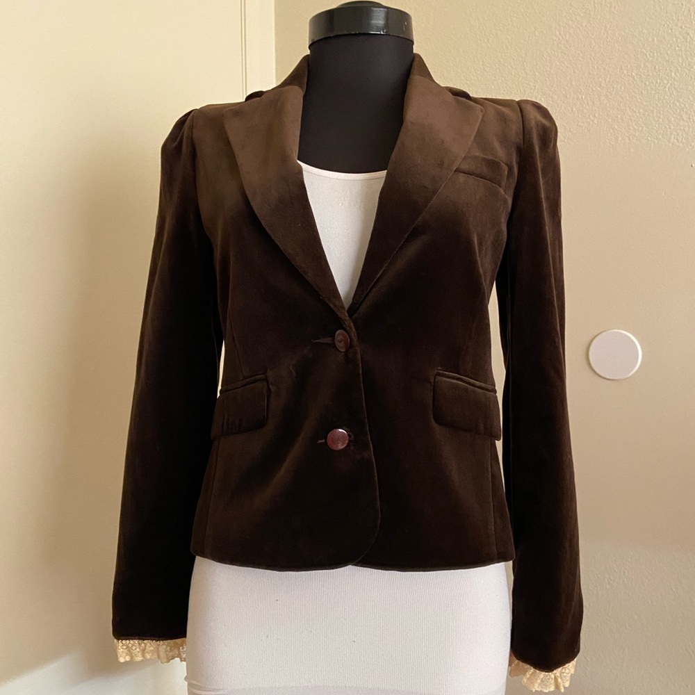 NWT Juicy Couture Velvet Blazer Lace Trim